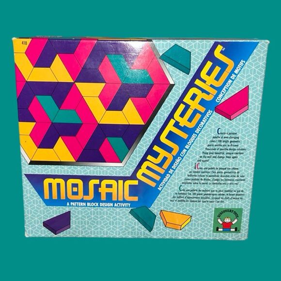 Vintage Discovery Toys MOSAIC MYSTERIES Pattern Block Design Learning Activity - Picture 1 of 4